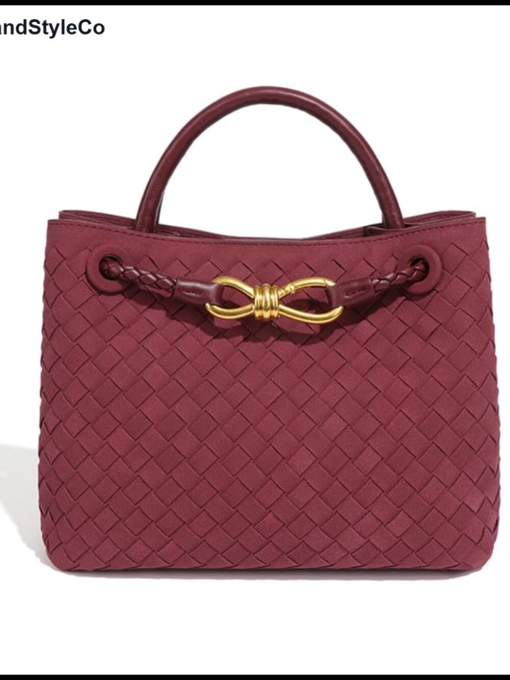 Woven PU Leather Tote Bag Top Handle Satchel Adjustable Strap Handbag